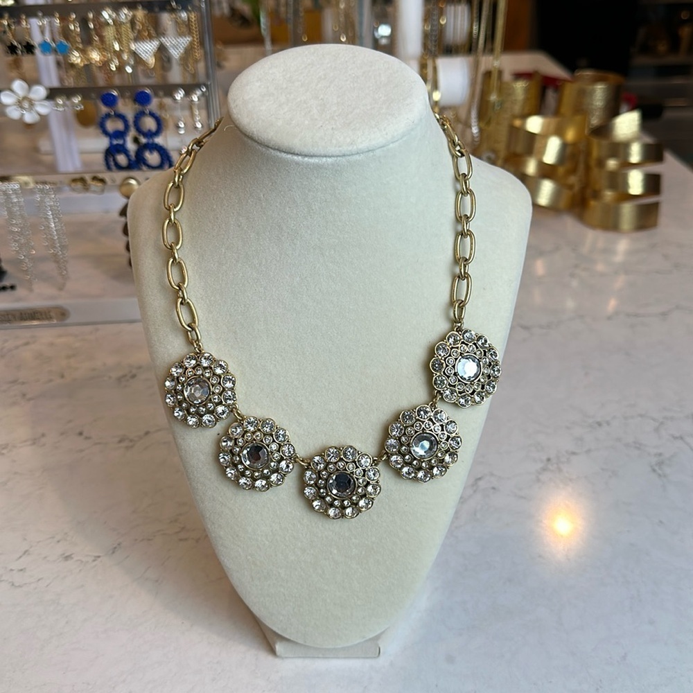 J Crew round crystals costume necklace
